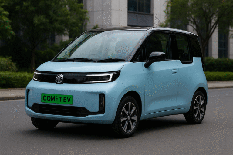 Compact Electric Car in Urban Setting